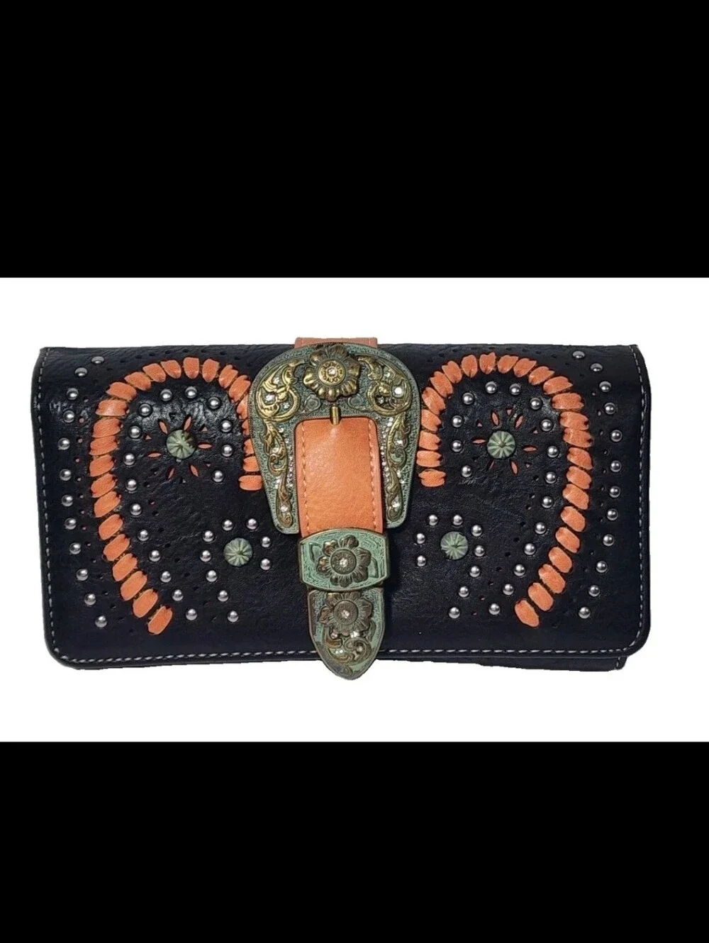 New Montana West Wallet Purse Clutch Bag Western Cowgirl Boho Black New Buckle
