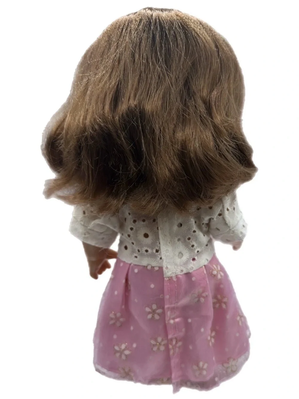 Dress-Up Baby Doll with Pink Floral Skirt and Blue Accessories