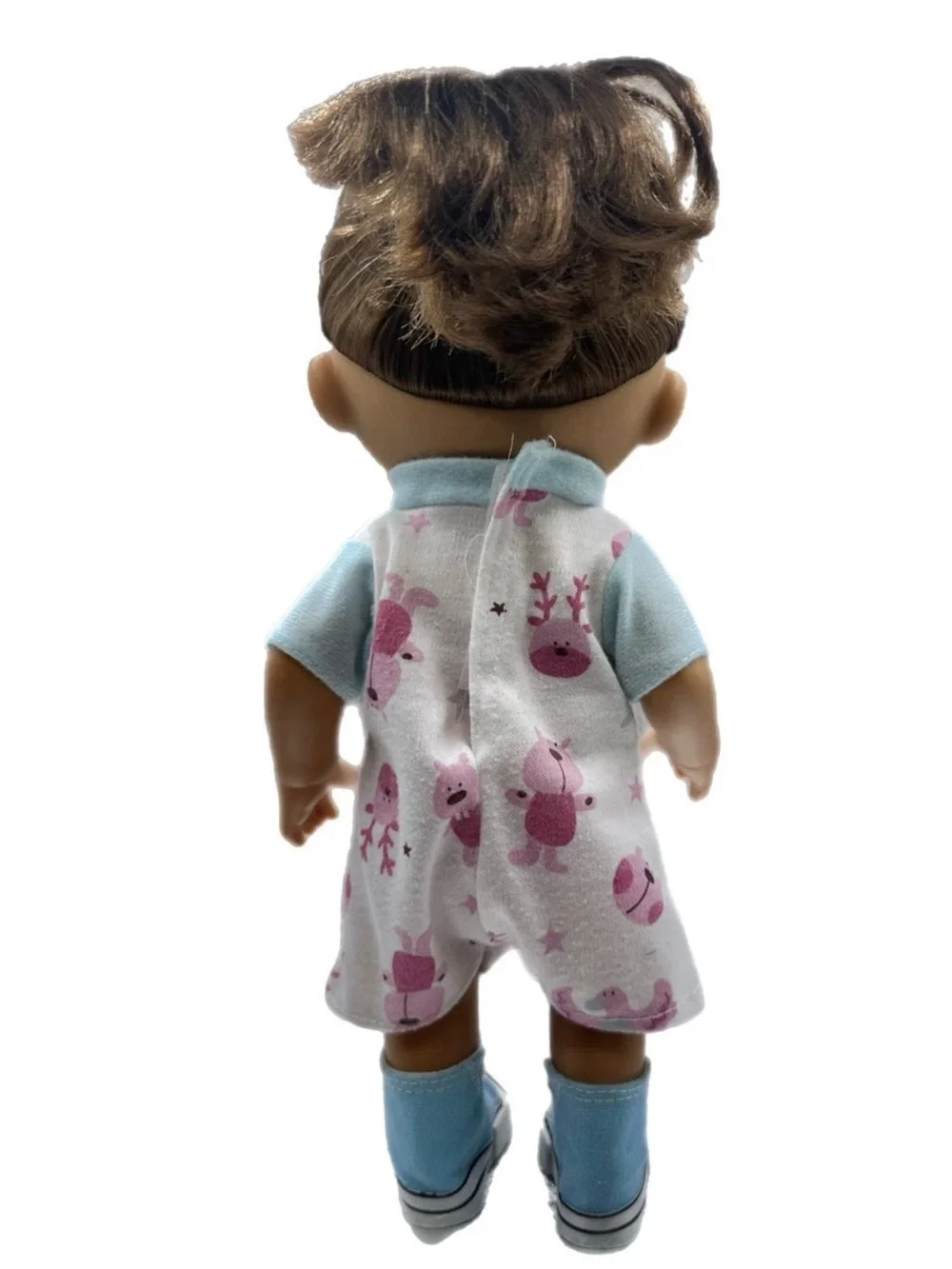 Dress-Up Baby Doll with Pink Floral Skirt and Blue Accessories