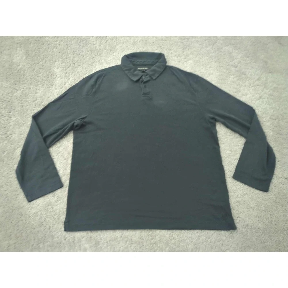 Banana Republic Polo Shirt Mens XL Black Long Sleeve Golf Preppy Casual‎