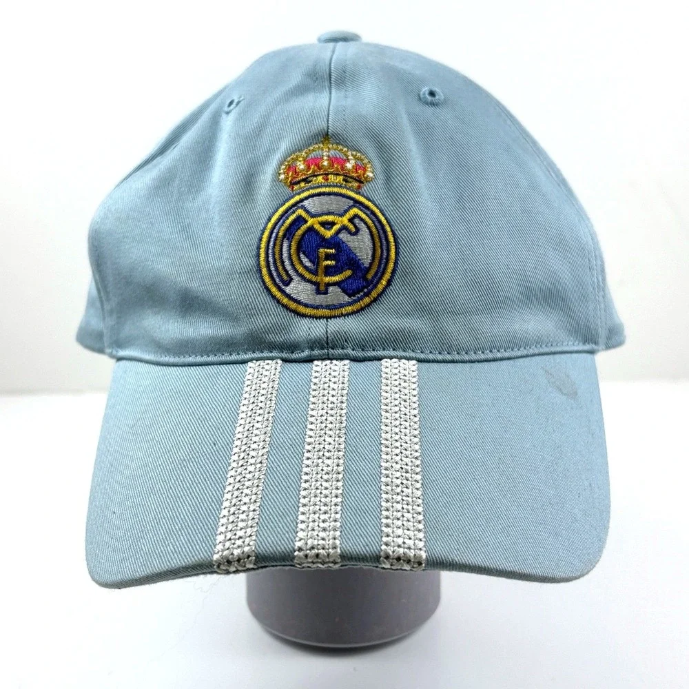 Adidas Real Madrid CF Embroidered Logo Baseball Cap Light Blue One Size Fit Most