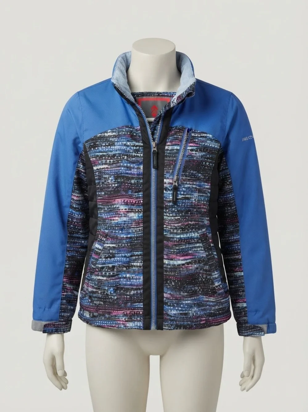 Free Country Blue and Multicolor Pattern Utility Jacket