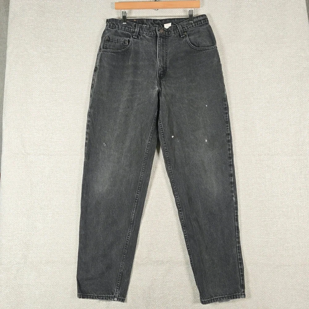 Vintage Levis 560 Black Jeans Loose Tapered 36x34 Fits 34x36 Distressed 90s Mens
