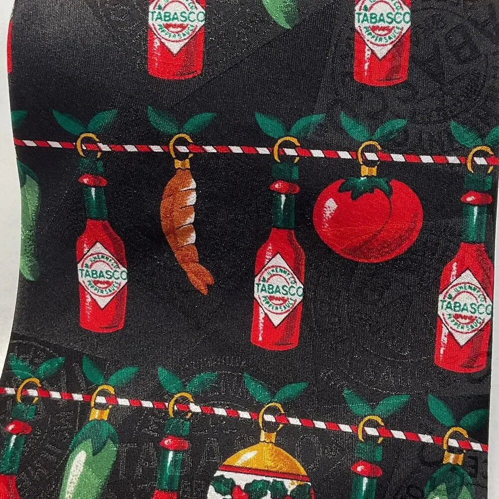 Tabasco Jalapeños and Hot Sauce Mens Neck Tie 100% Silk Christmas