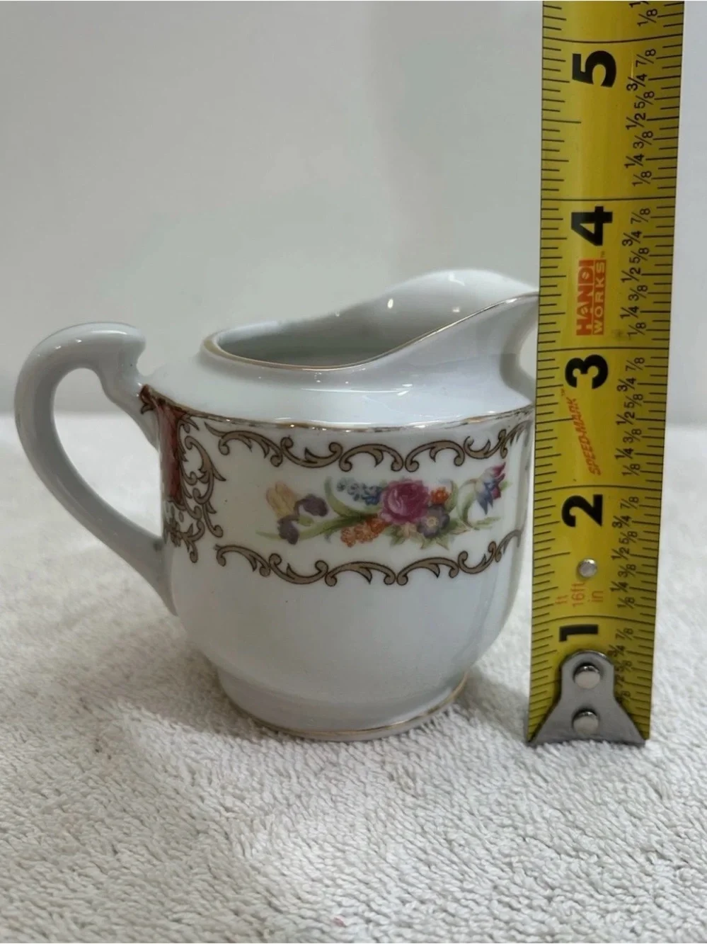 Vtg Kutani Lidded Sugar Creamer Fine Porcelain Baroque Panels Chintz Floral