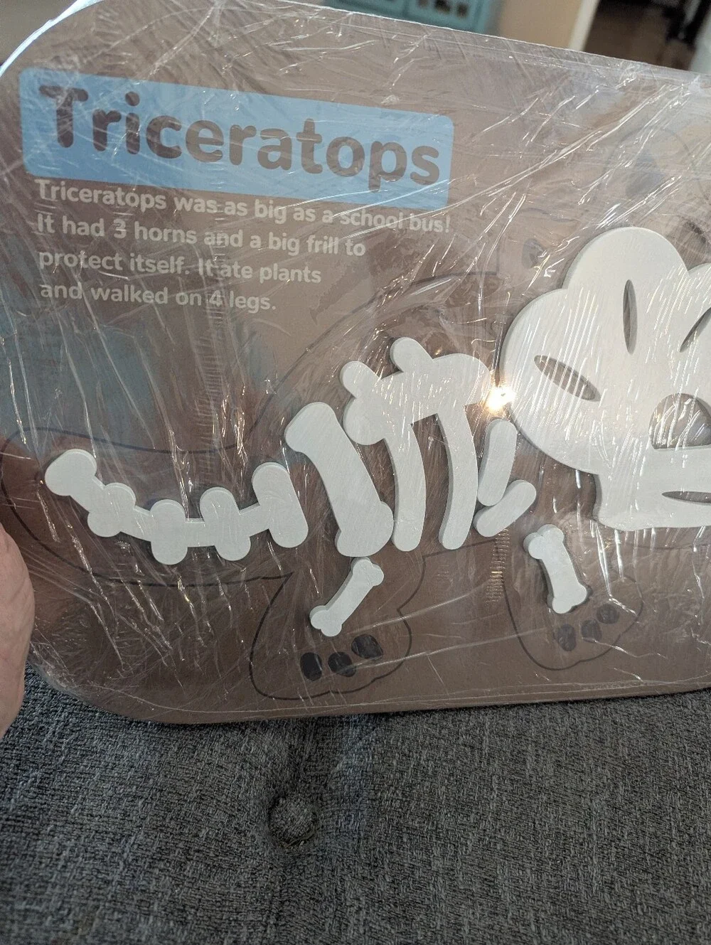 NEW SEALED:  Dinosaur Wooden Puzzle Set T-REX, TRICERATOPS 2 Sided