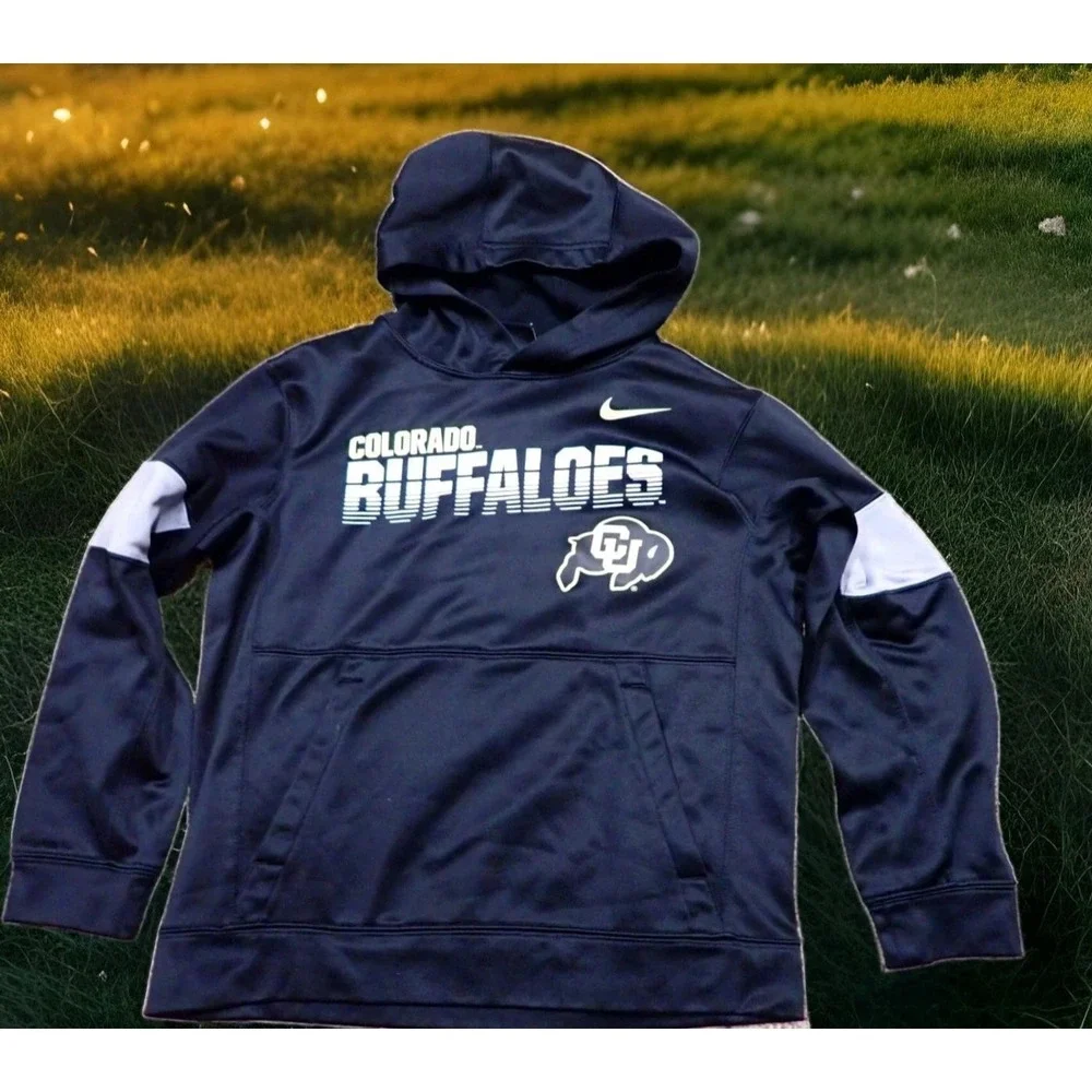 Nike Hoodie Youth Medium Black Excellent Colorado Buffaloes‎ Dri-FIT Pullover