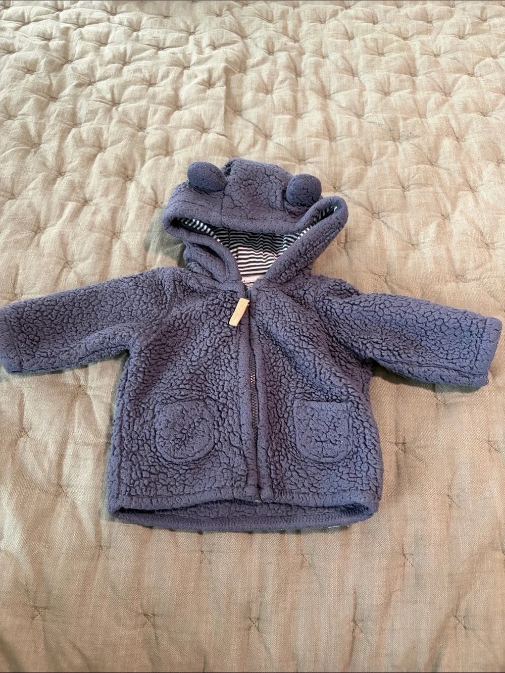 Carter's Plush Navy Hooded Baby Coat with Bear Ears Detailing