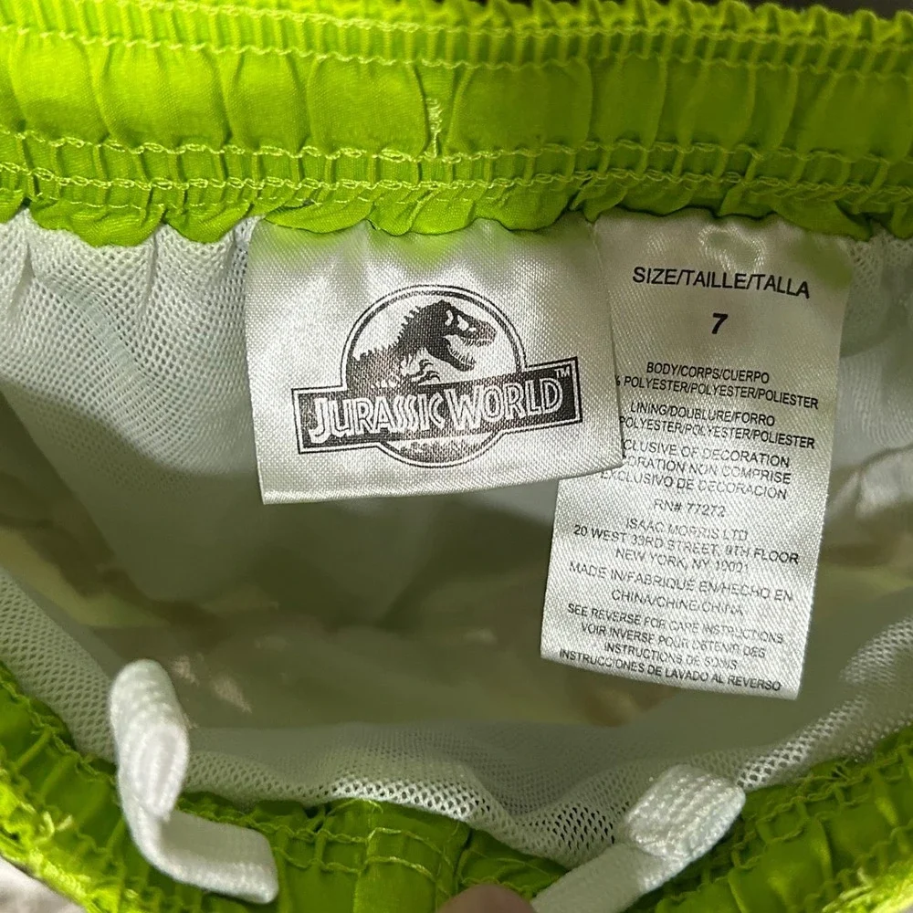 Jurassic World Boys Swim Trunks Green Dinosaur Graphic‎ Swimsuit Size 7