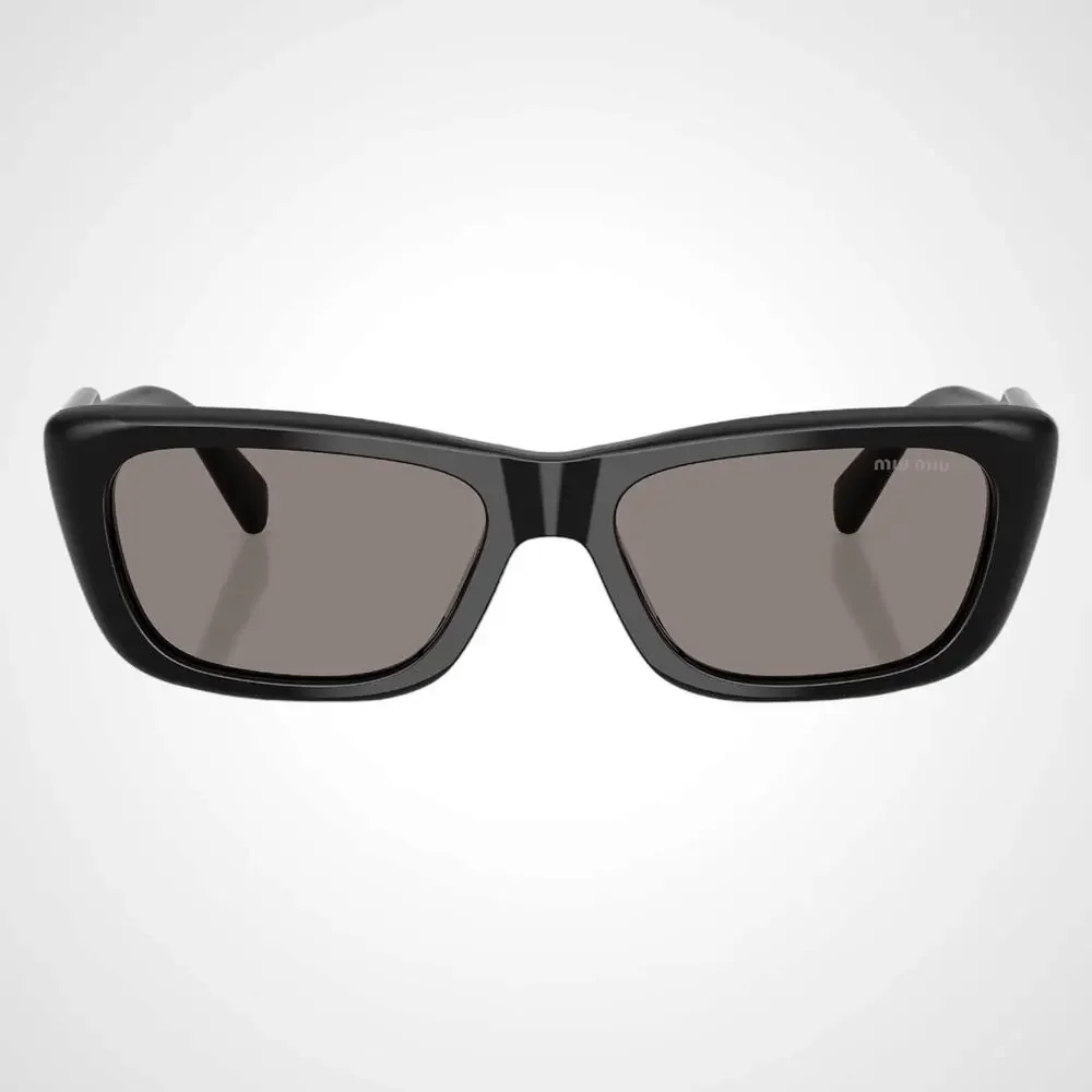 CLASSY New MIU MIU Sunglasses Black Rectangle Cat Eye Grey Lens Womens 56mm