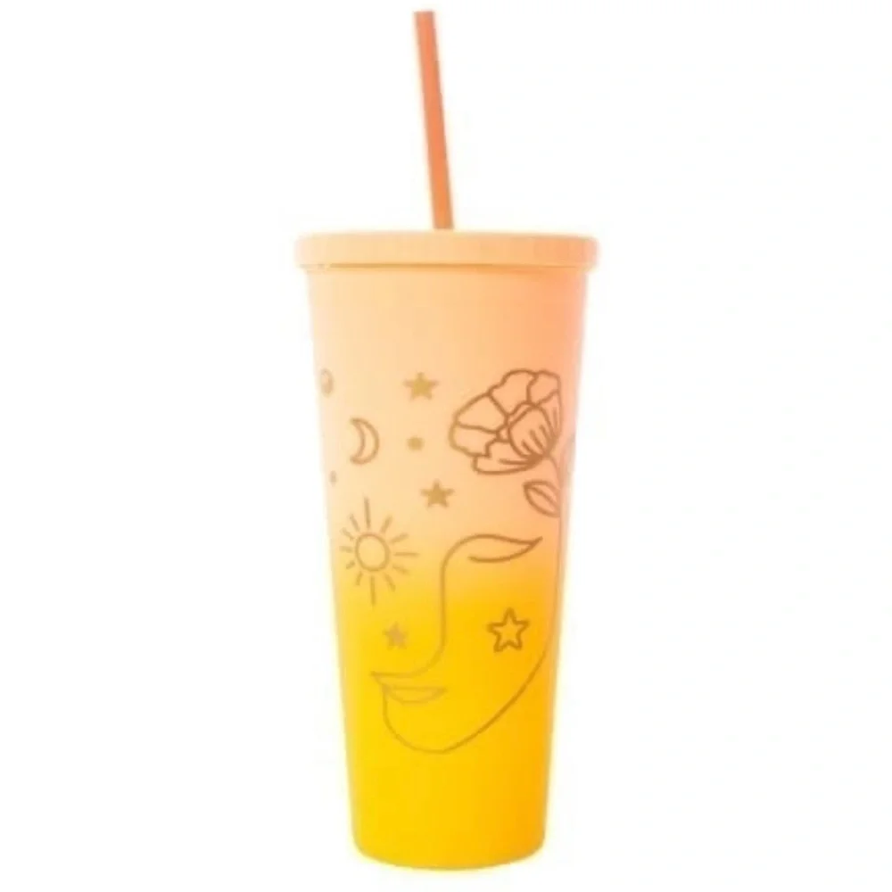 Vibrant Yellow Tumbler with Straw