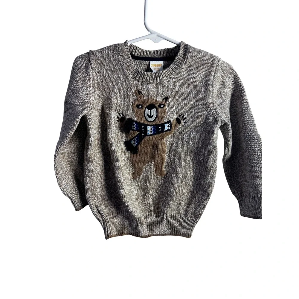 Gymboree Bear Scarf Sweater 18-24 Months Tan Marled Knit Pullover Toddler