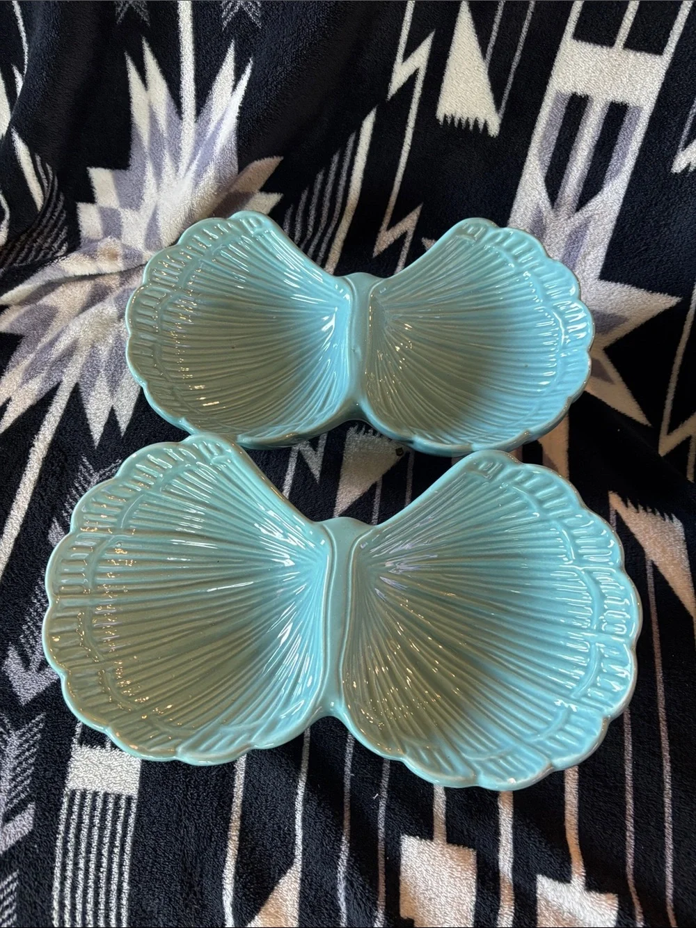 Aqua Shell Ceramic Serving Dishes - Set of 2