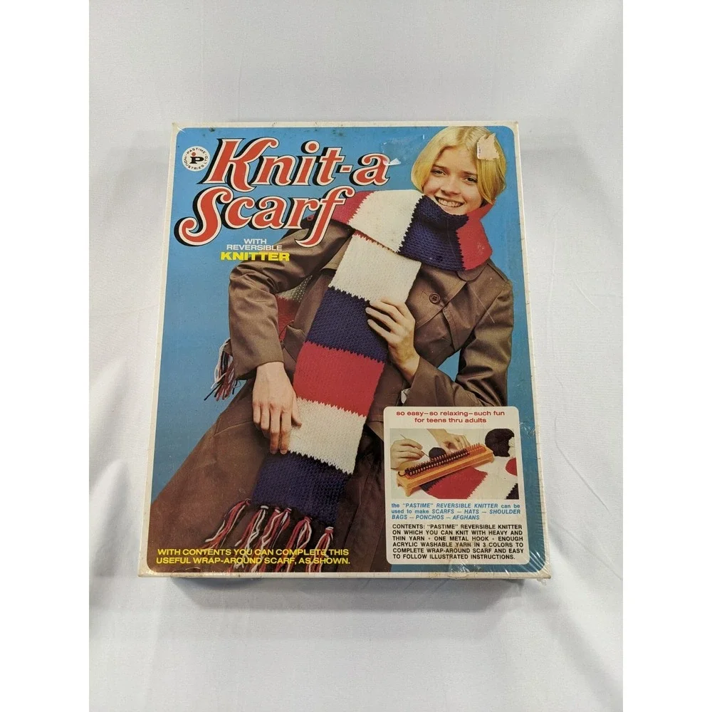 Vintage‎ Sealed Pastime Knit-a-scarf With reversible knitter (No 693p) 70s retro