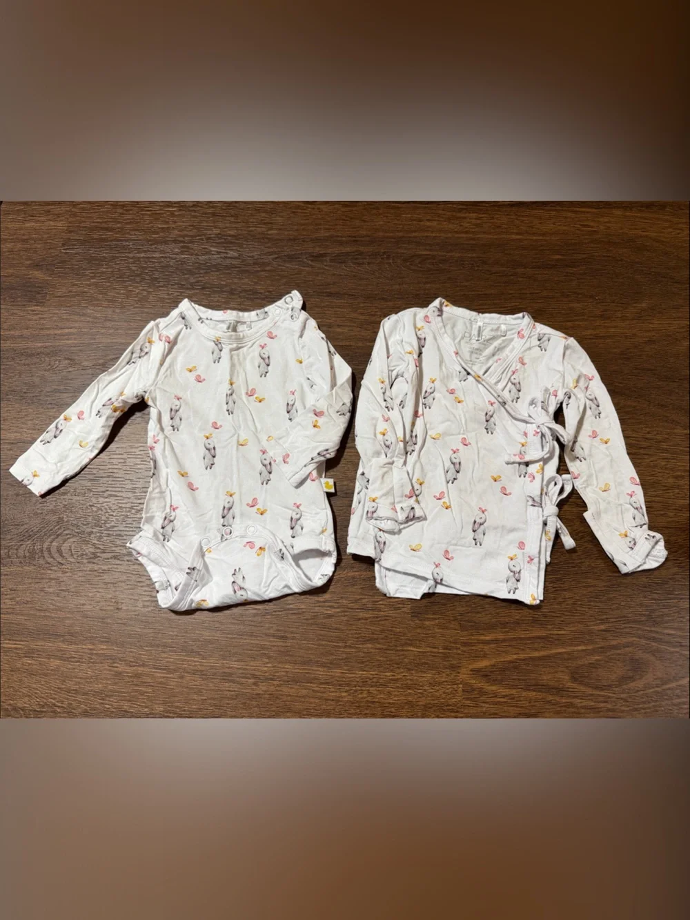 Posh Peanut Athena white Long-Sleeve Bodysuit & Wrap Top with Bunny’s