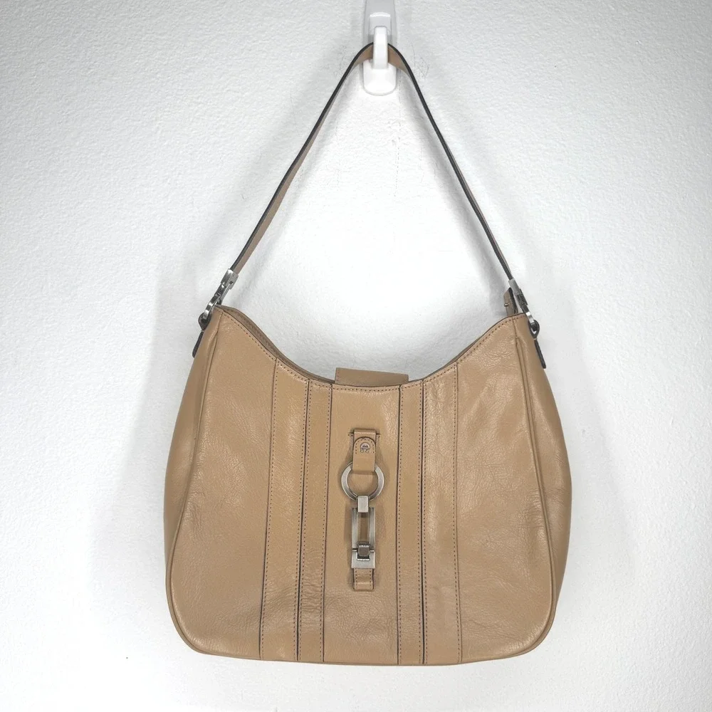 Vintage Etienne Aigner Leather Hobo Shoulder Bag Camel Old Money‎ Preppy Buckle
