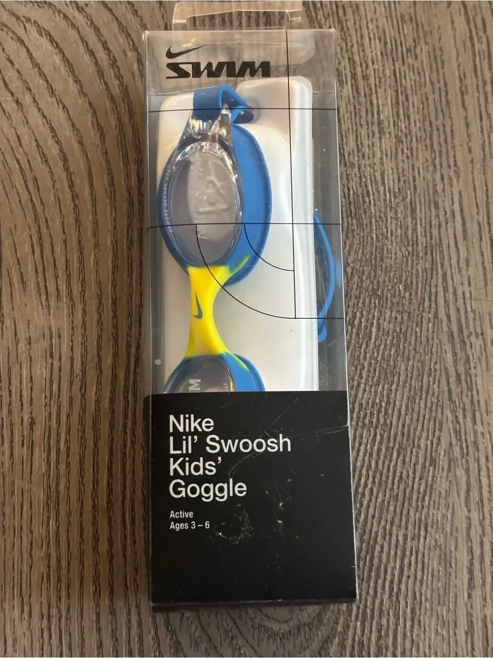 Nike Lil' Swoosh Kids' Swim Goggles — Blue & Yellow