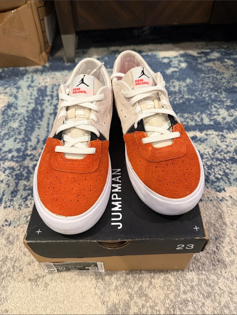 Jordan Low-Top Sneakers in Orange, Cream and Black size 10 men brand new