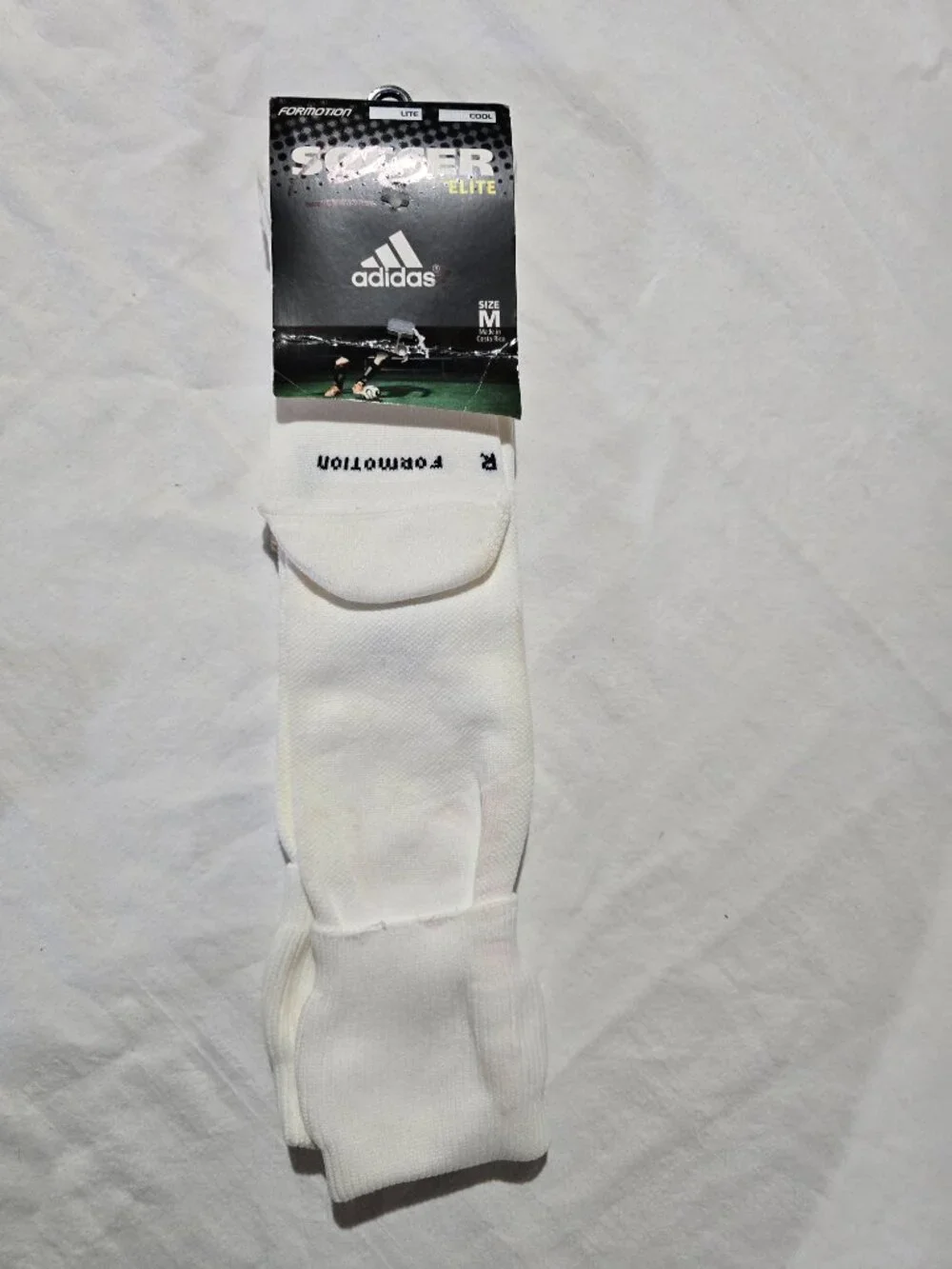 NWT Adidas Formotion Elite Soccer Socks White Medium Men 5-8.5 Women 5-9.5 Youth