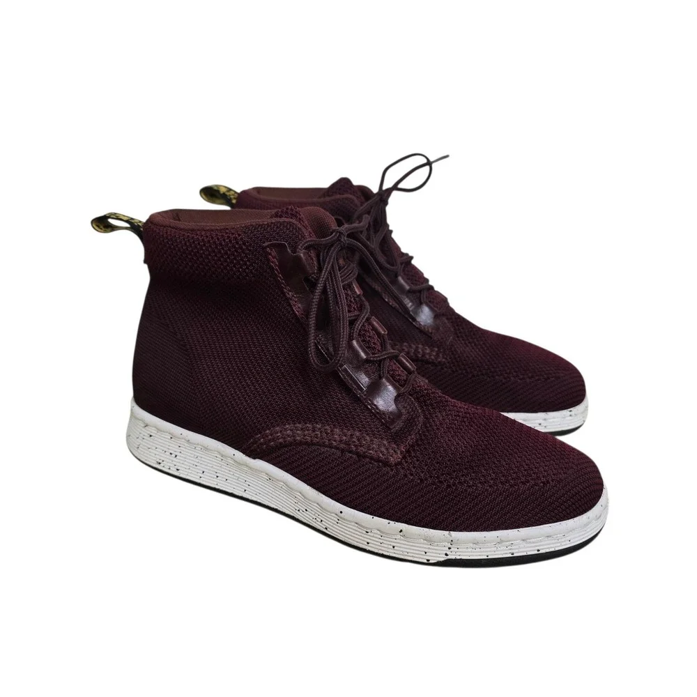 Dr. Martens Telkes Knit Burgundy High Top Sneaker Boots Womens 9 No insole