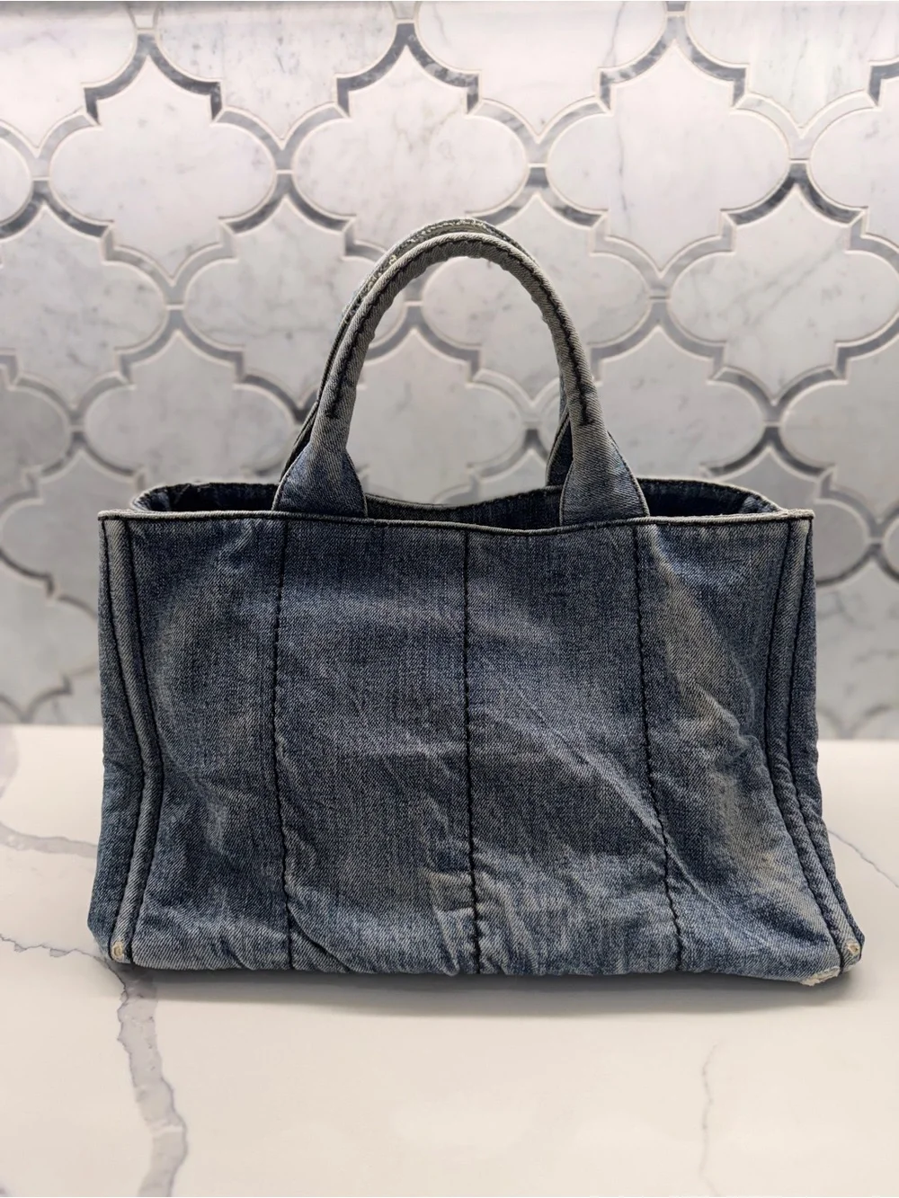 Prada denim tote