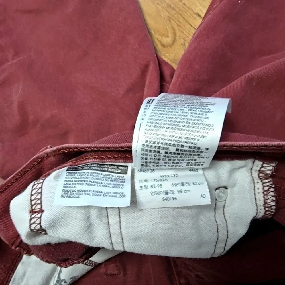 Levi's Mens Jeans Slim Fit Red Pruple Burgundy Denim 32x32