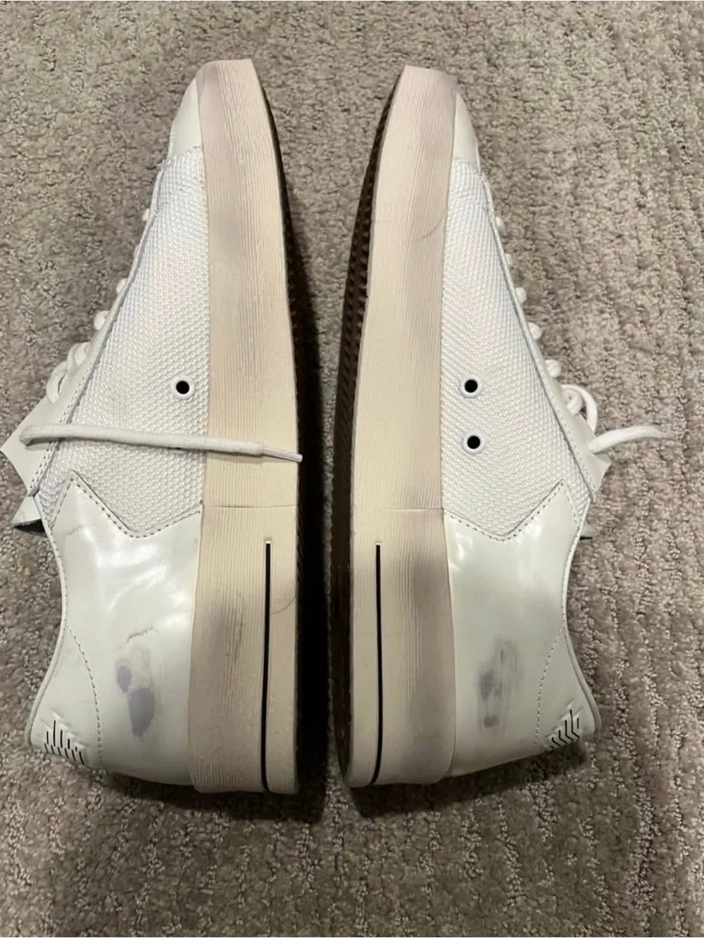 Golden Goose White Leather Sneakers with Black Star Accent