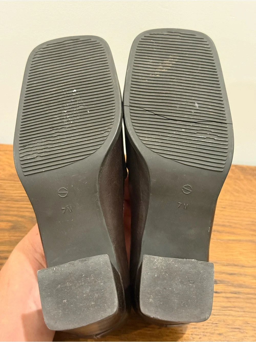 Nine West Brown Leather Chunky Heel Loafer Pumps Size 7.5M — Repair Project