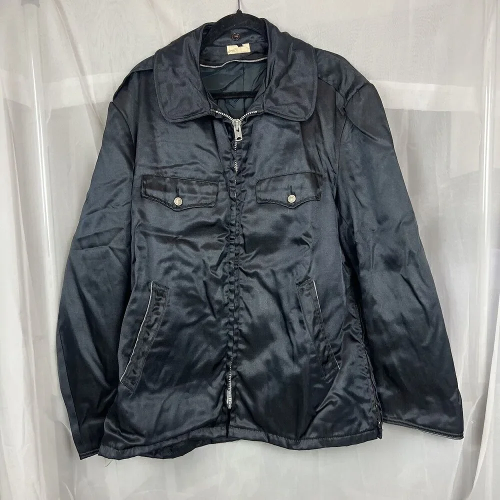 Vintage Tuffy Topper black satin Men's bomber jacket utility indie grunge XL