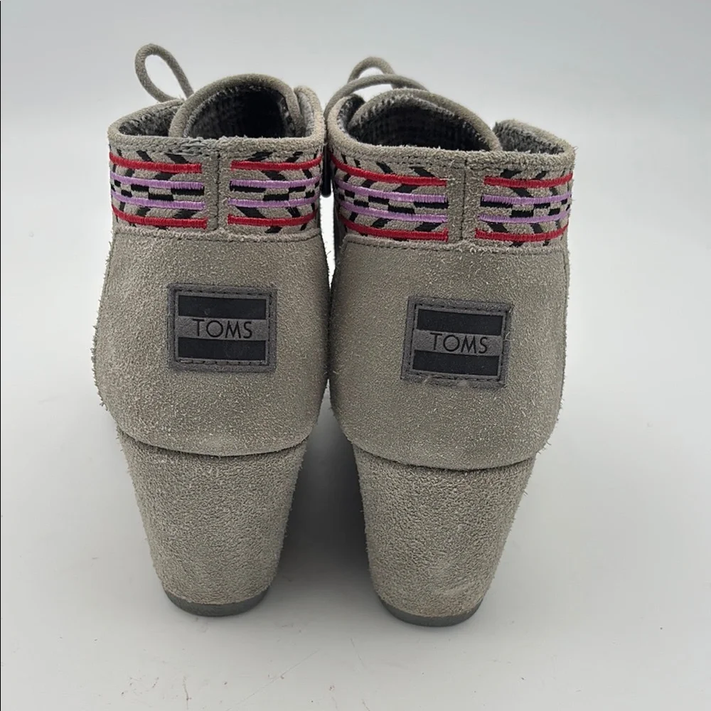 TOMS Kala Lace Up Wedge Ankle‎ Boots Size 8-1/2