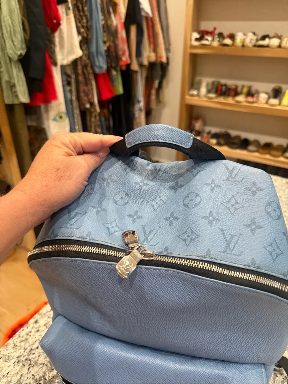 Louis Vuitton Taigarama PM Monogram Lagoon Blue Backpack