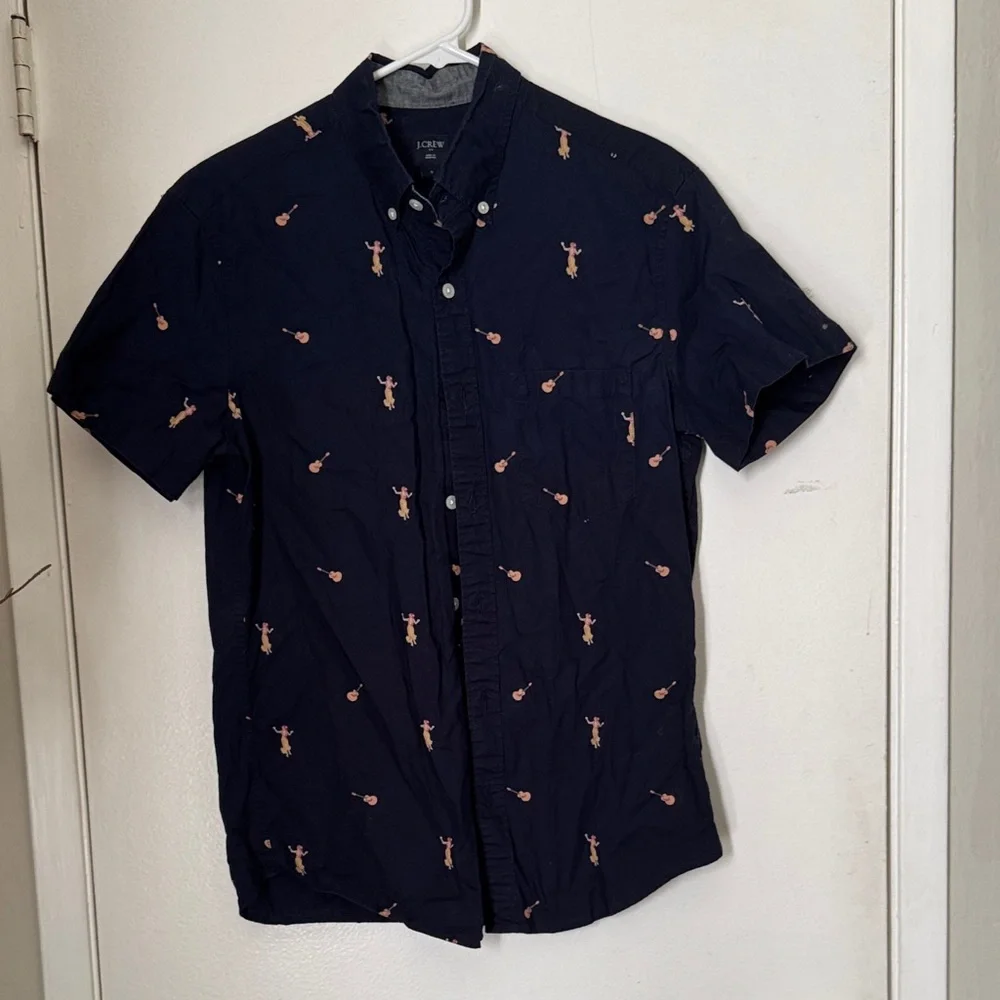 J Crew Men’s Hawaiian Hula Girl & Guitar Button Down Shirt