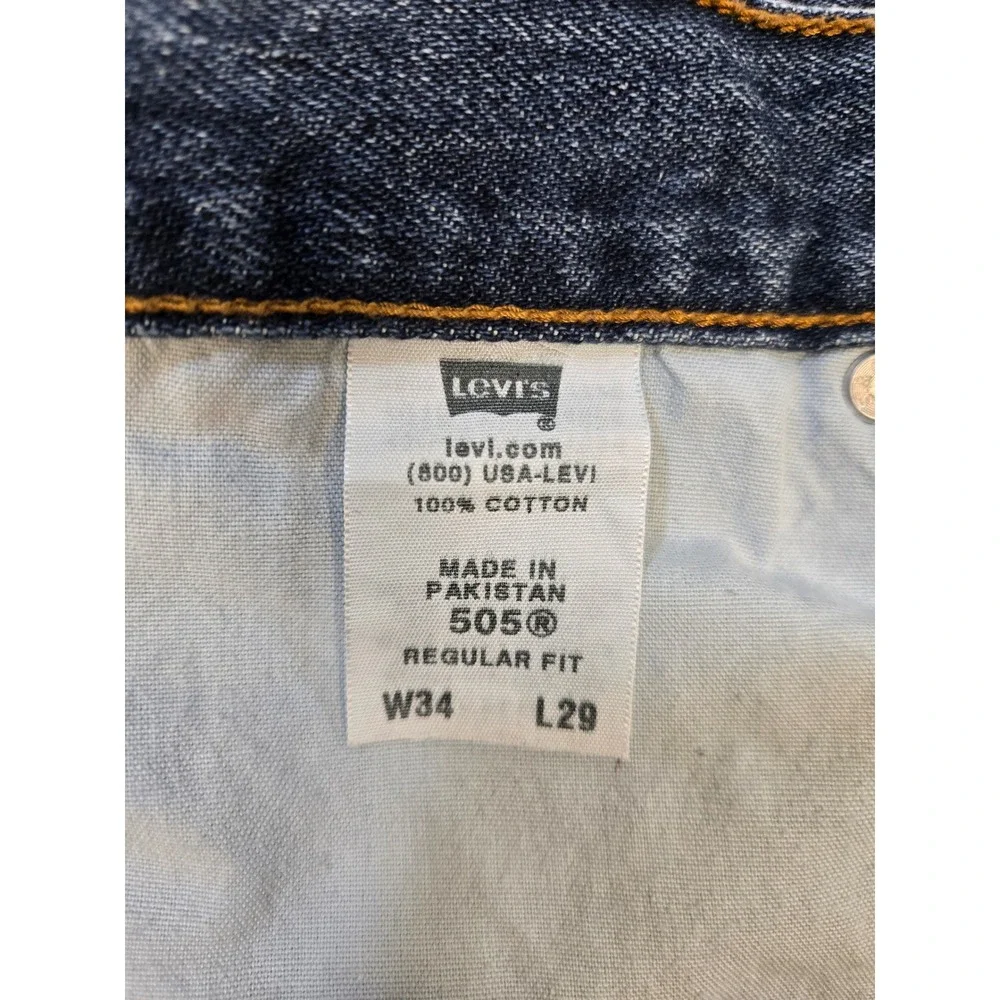 Levis 505 Regular Fit Y2K Jeans Mens 34x29 Medium Wash Blue Straight 27.5 inseam