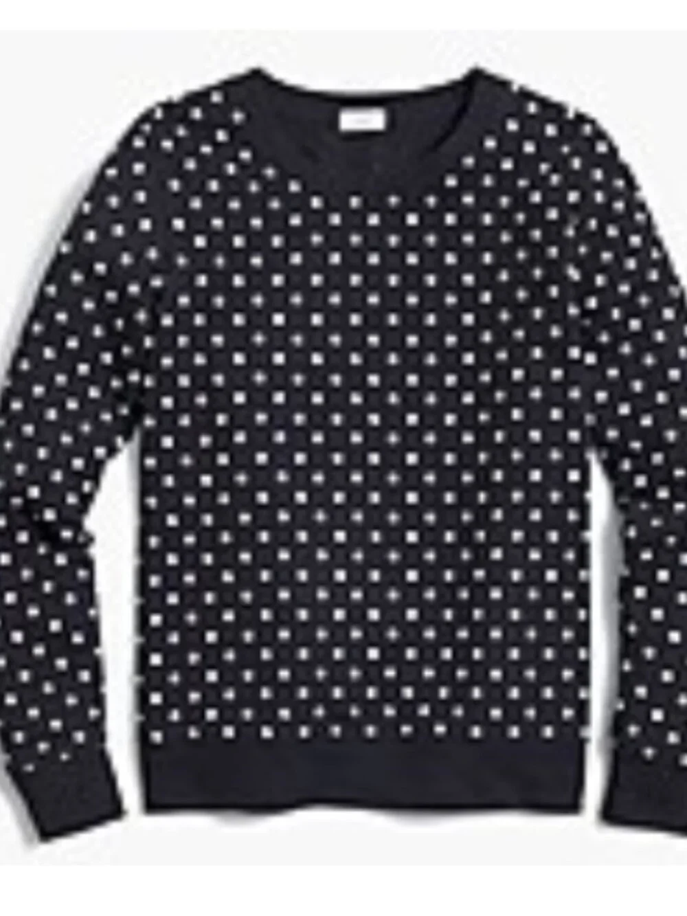 NWT - J Crew -crewneck sweatshirt Black with white printed polka dots - Size: M