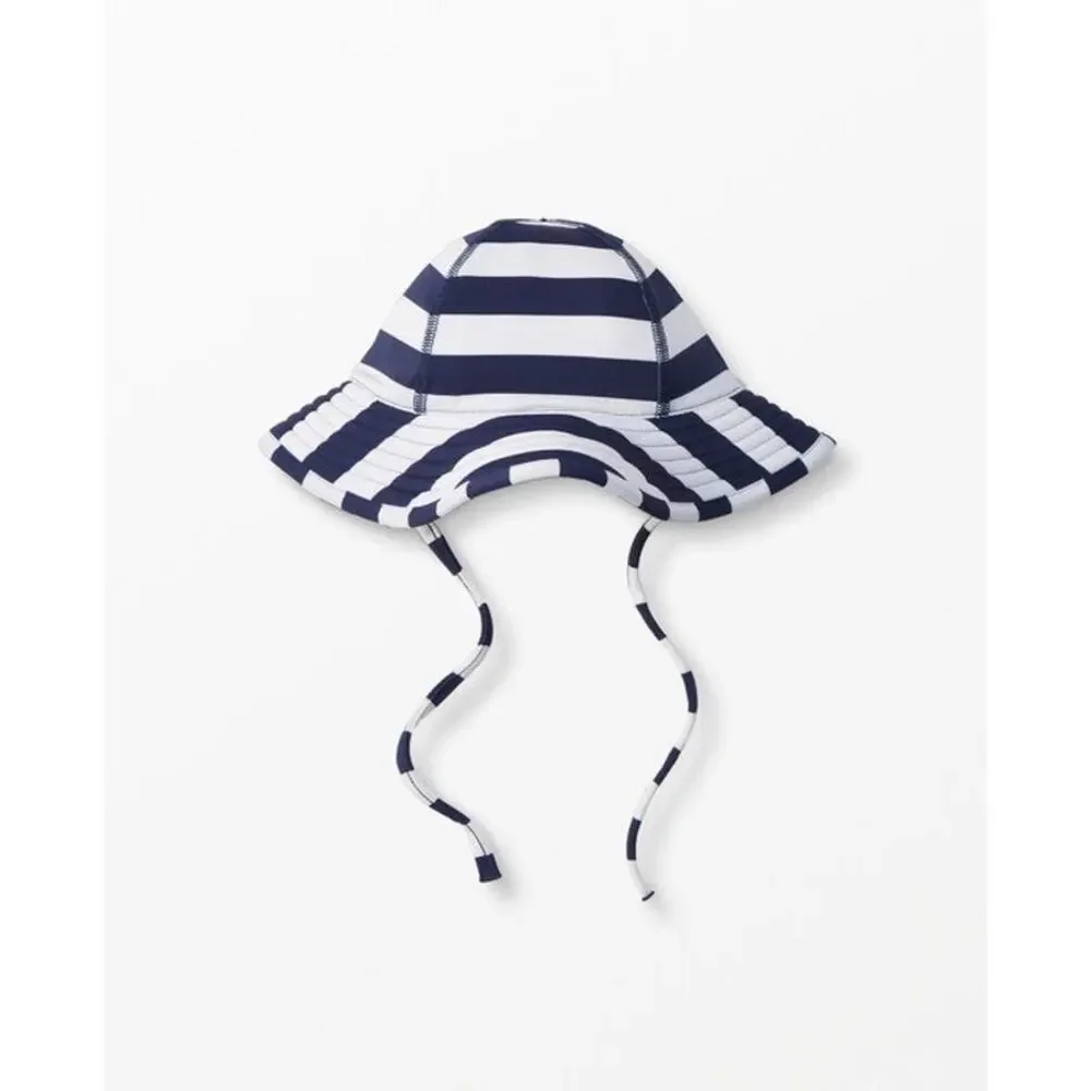 Hanna Andersson Navy & White Striped Sun Hat with Chin Ties