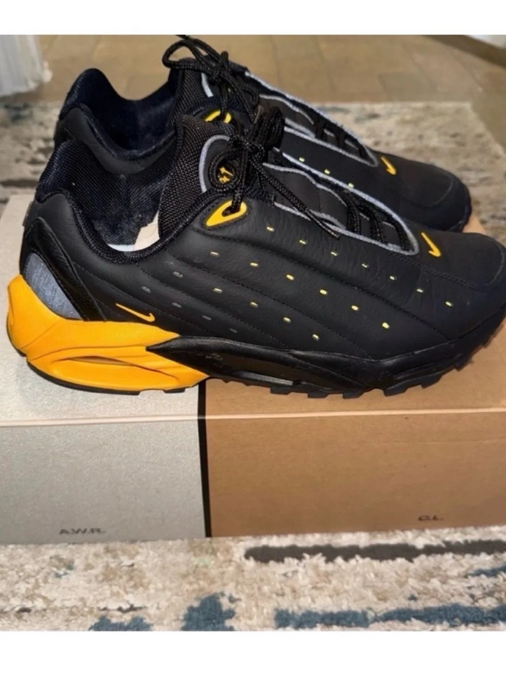 Nike Black and Yellow Men's Nocta Hot Step Air Terra Sneakers