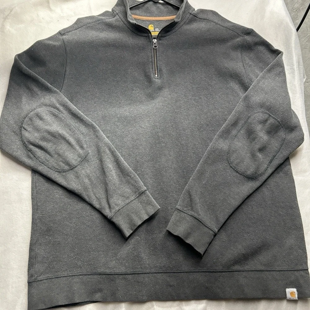 Carhartt Men's XXL Grey Relaxed Fit Sweater Quarter Zip Pullover