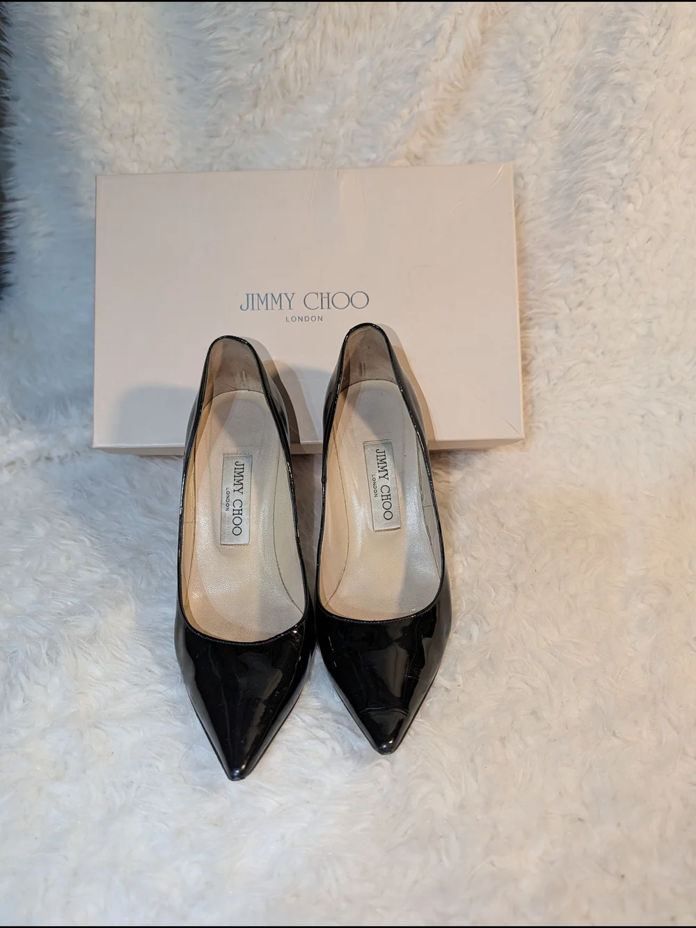 Jimmy Choo Black Patent Leather Pointed Toe Pumps