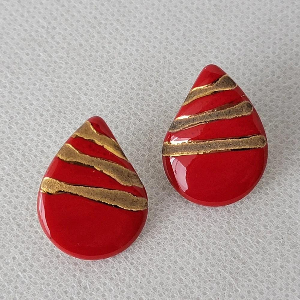 Vintage Teardrop Stripe Earrings