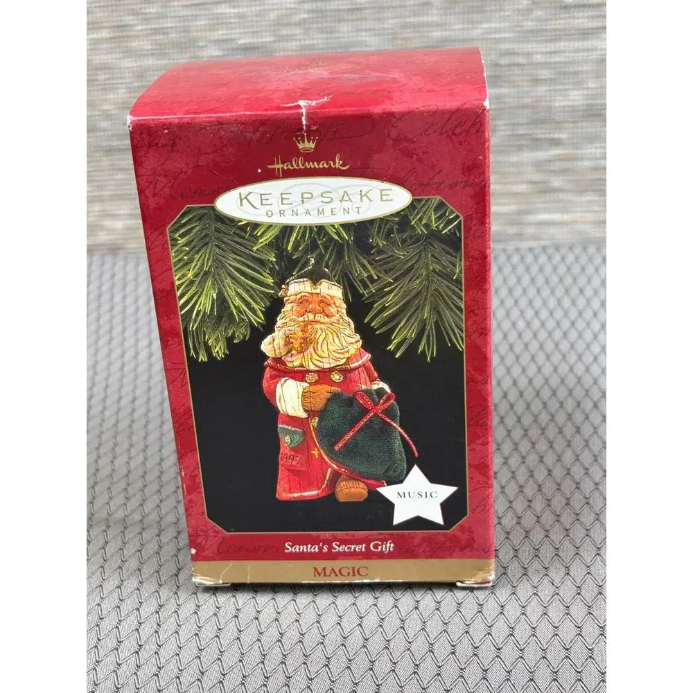 VTG 1997 Hallmark Keepsake Folk Art Christmas Ornament Music Santas Secret Gift