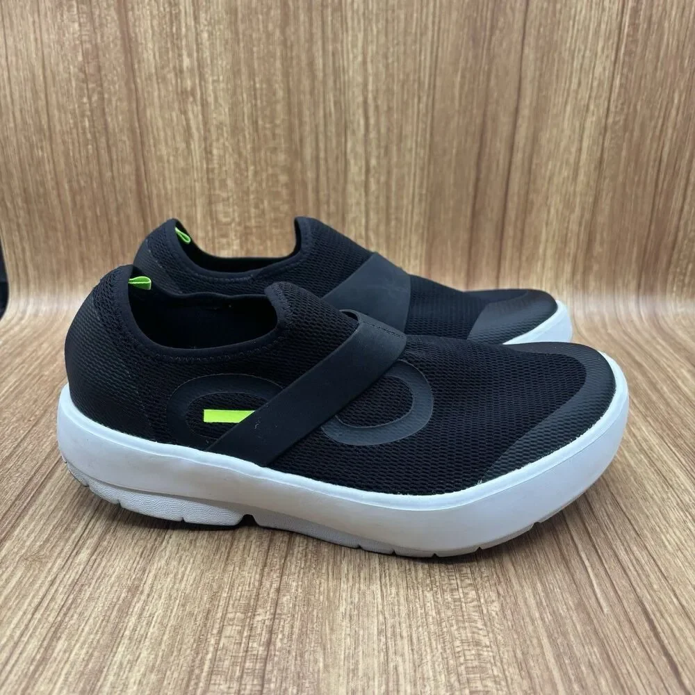OOFOS OOmgee Mesh Low Mens 8 Black‎ White Recovery Slip On Shoes Q1-2282021-2