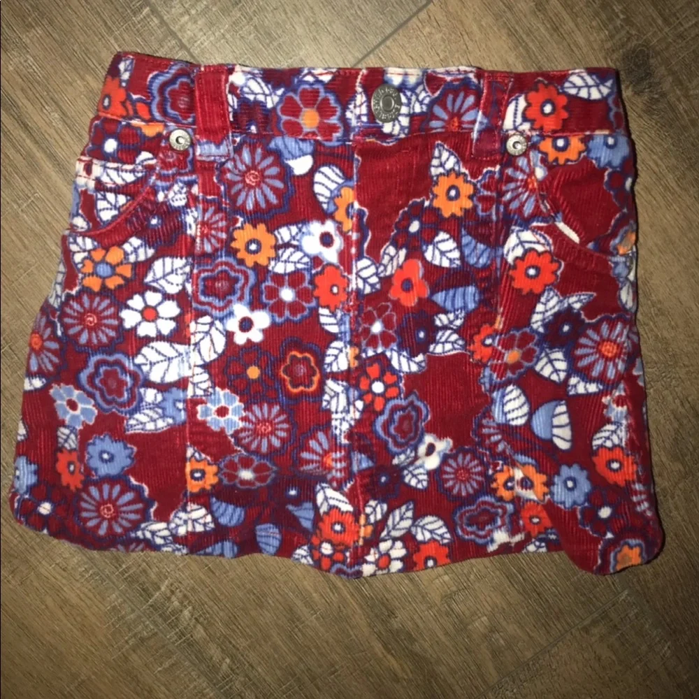 Groovy Retro 70’s Vintage Floral Printed Corduroy Skirt | Built in Bloomers