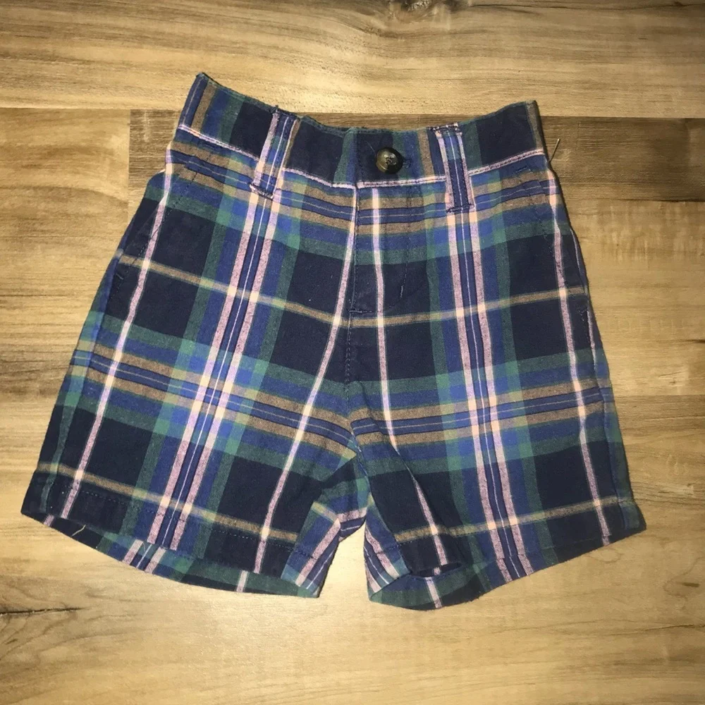 NWOT Janie & Jack Plaid Prep Shorts | Preppy | Green Pink Navy Blue | Baby Boy