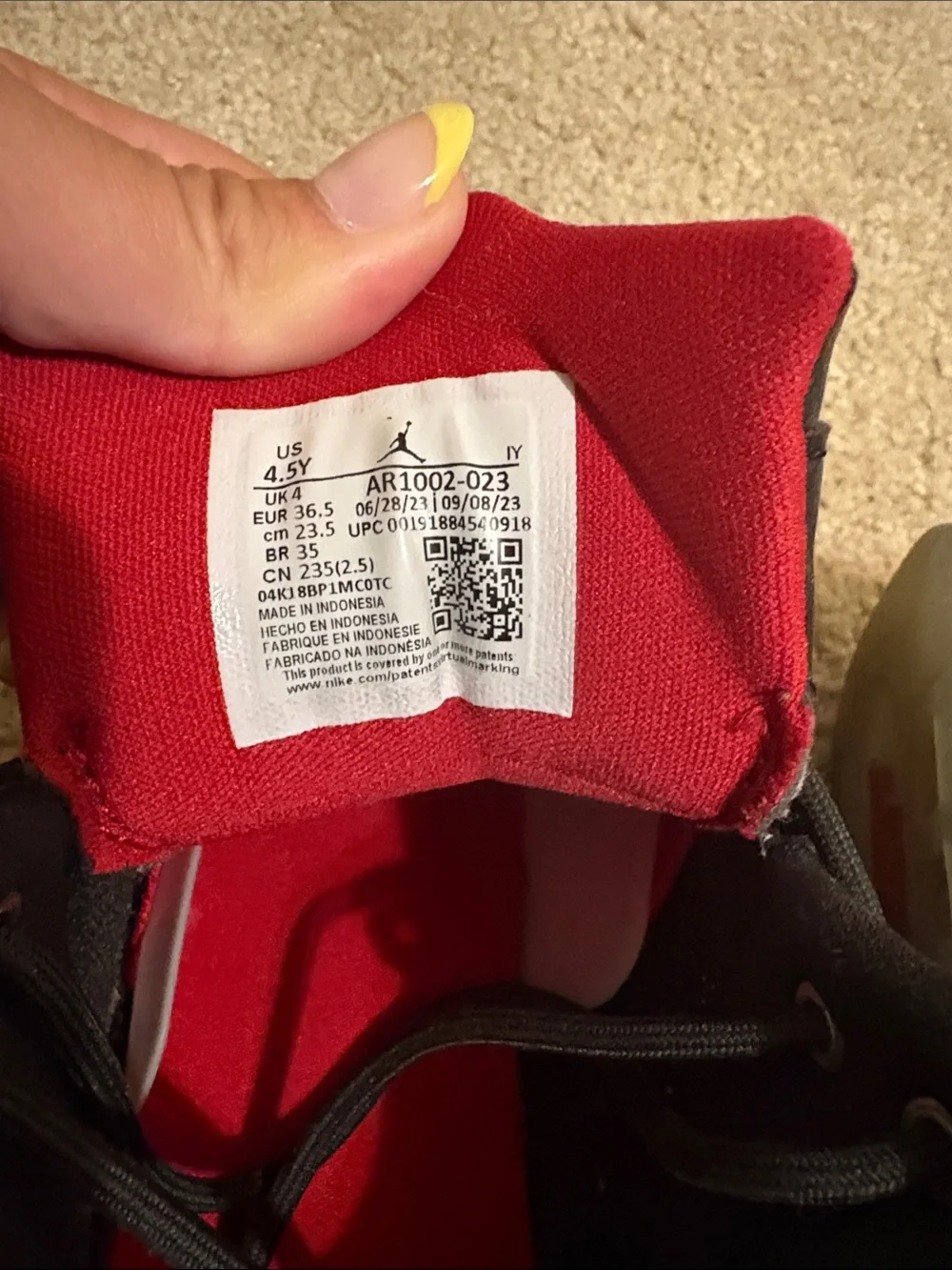 Nike Jordan Kids' Black and Red Basketball Shoes