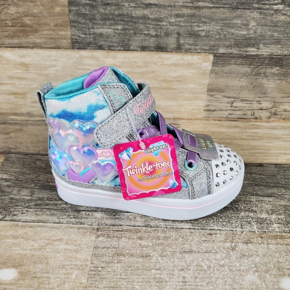 Skechers Twi-Lites 2.0 Girls Shoes Sz 7 Light Blue Magical Spectrum Sneakers