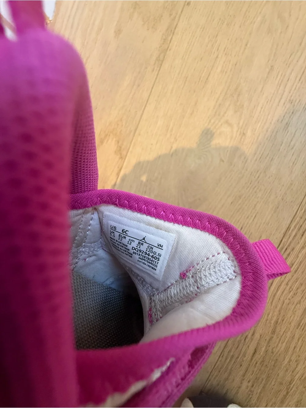 Jordan Kids Hot Pink and White Slip-On Sneakers
