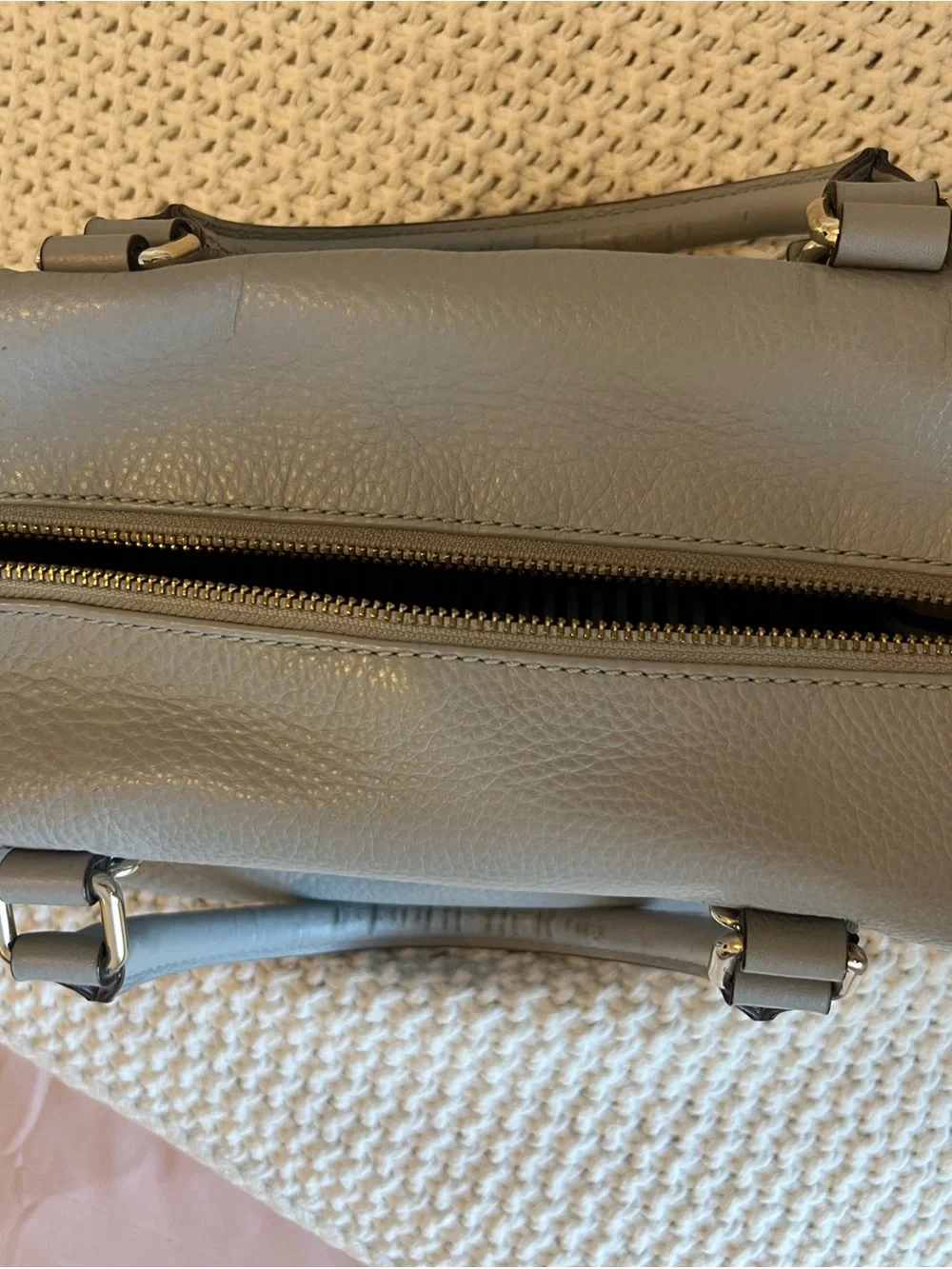 kate spade Pebbled Leather Dome Satchel - Light Gray