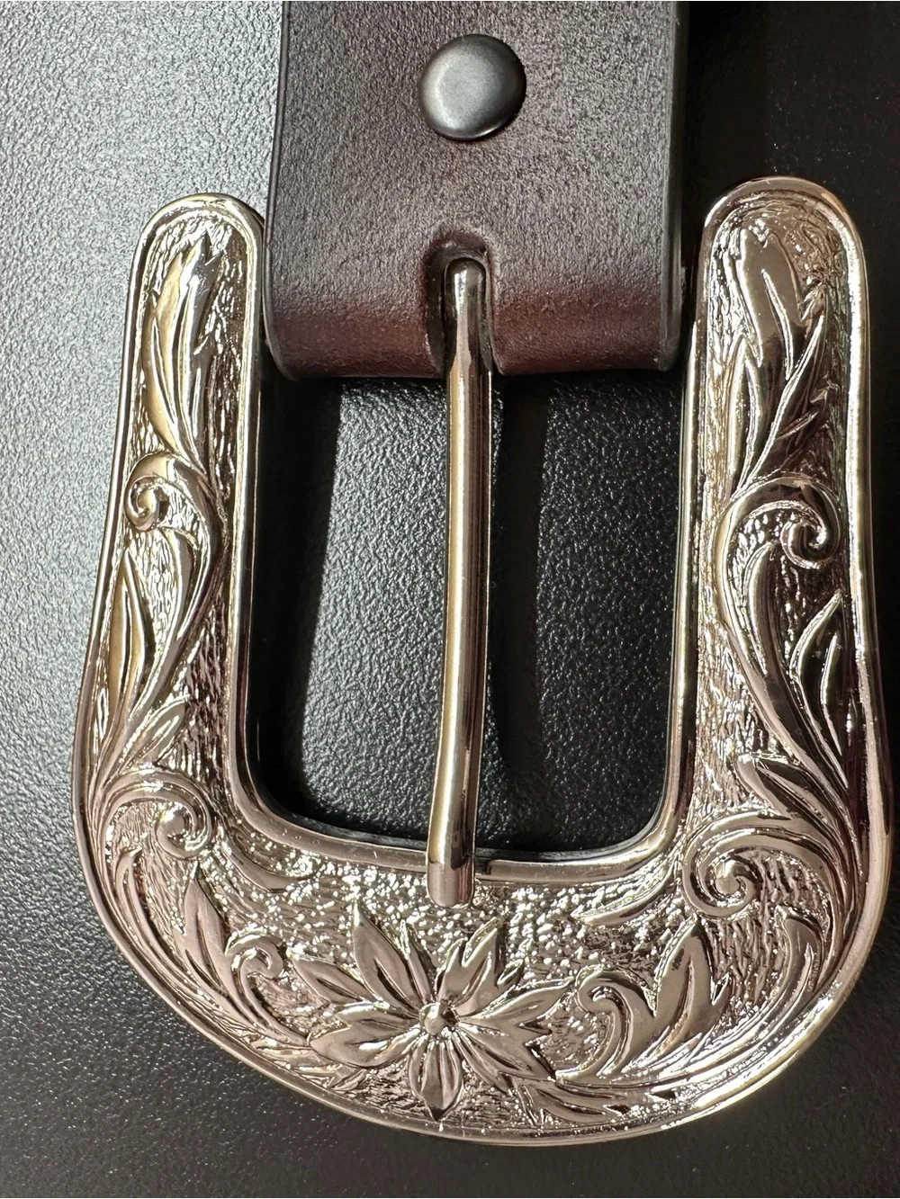 Ariat Leather Belt Horse Rhinestone Flower Cutouts Concho Western Sz 26 Brown