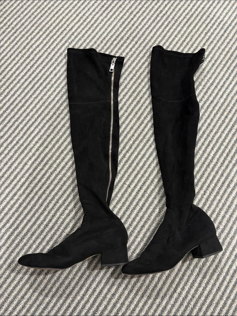 Dolce Vita Black Suede Over-the-Knee Block Heel Boots