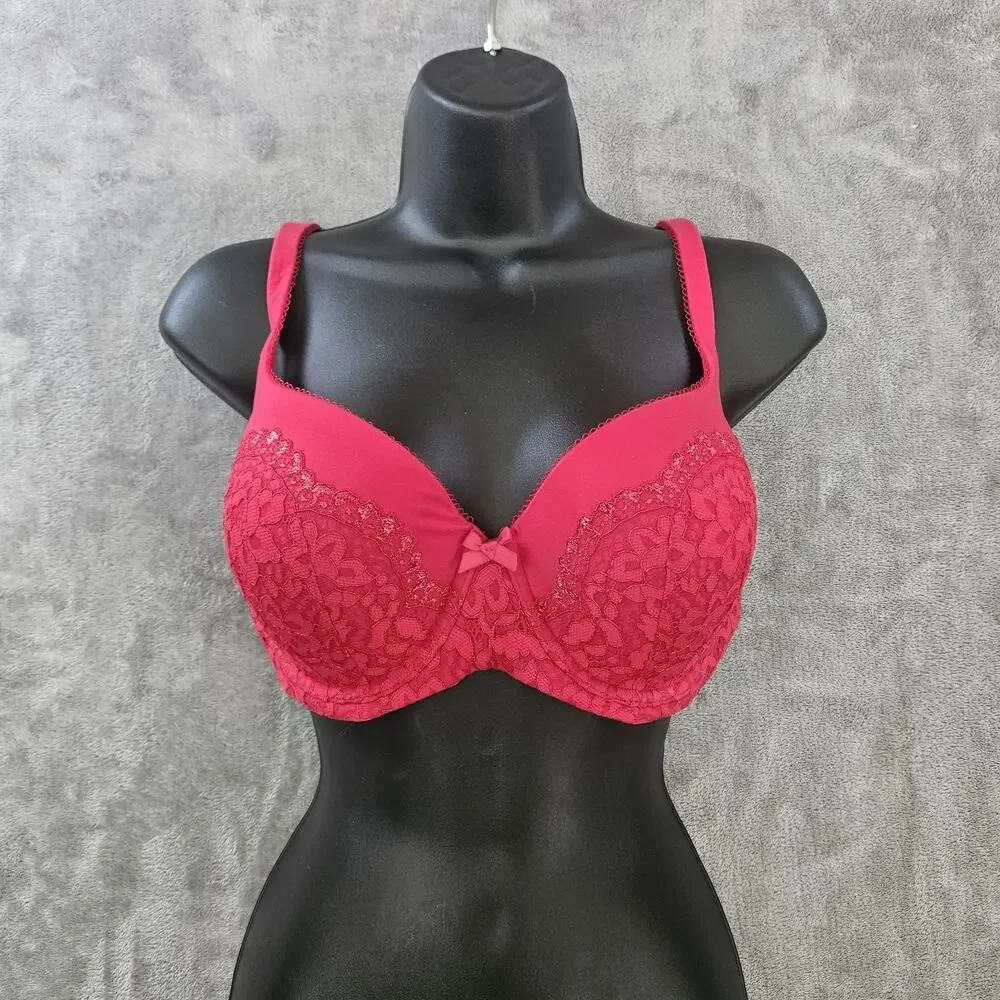 Victoria’s Secret 36DD Red Lace Bra Romantic Bombshell Femme Glam